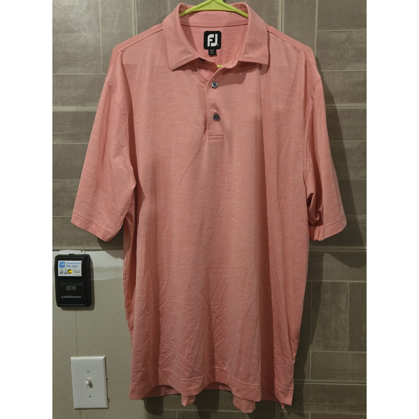Fj Footjoy Polo Golf Shirt Size Large Short Sleeve Salmon Pink